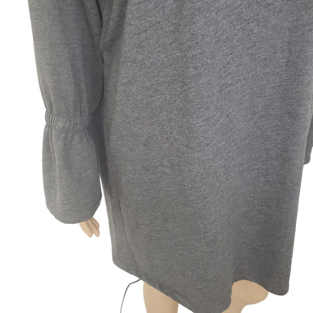 Zara Trafaluc Gray Bell Sleeve Tunic Mini Dress Size Medium - Picture 7 of 11